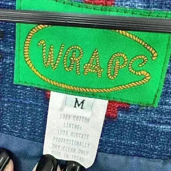 Wraps Western lightweight Native Aztec Vest Size Médium Brown Blue OpenWraps TC1 - Picture 4 of 4